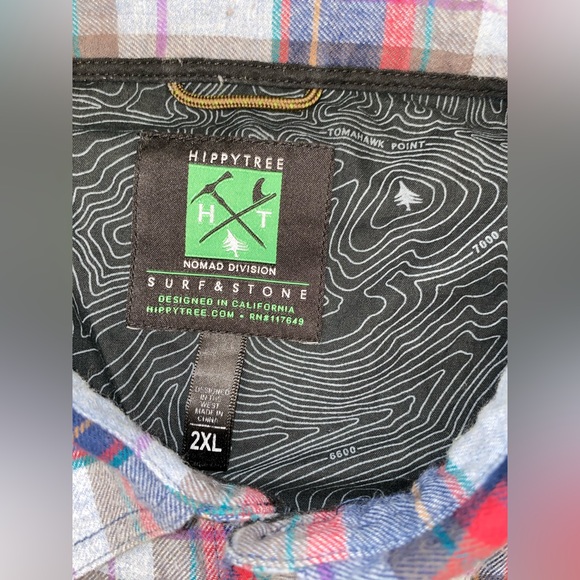 HIPPY TREE NOMAD DIVISION Flannel PLAID SHORT SLEEVE SHIRT MENS 2XLSURF&STONE - Picture 6 of 10